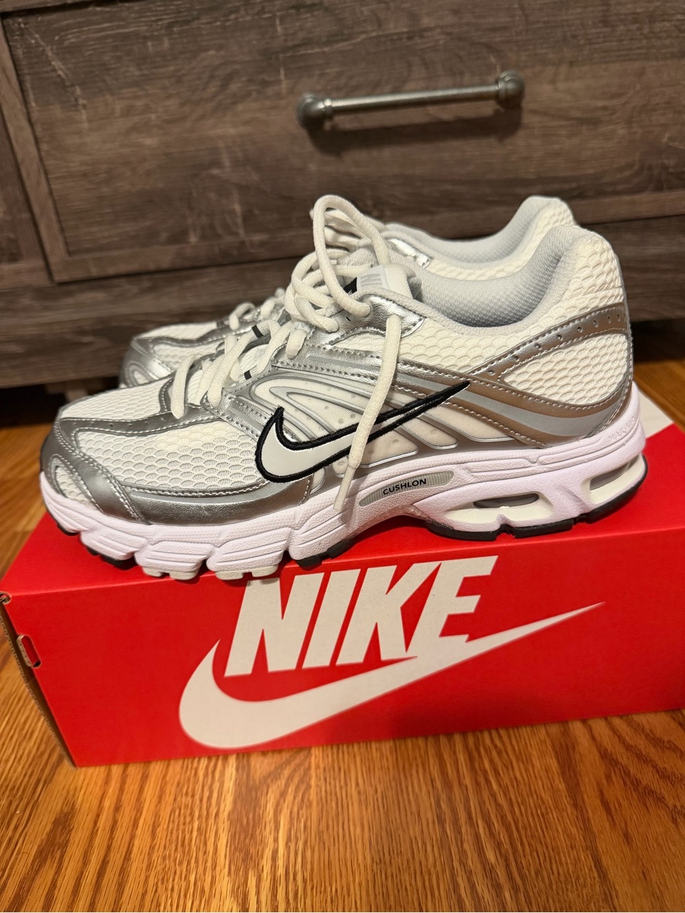 Nike White & Silver Running Sneakers - Visible Swoosh